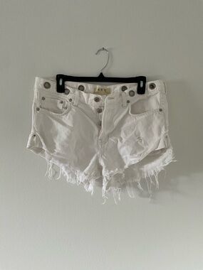 We The Free White Distressed Denim Jean Shorts